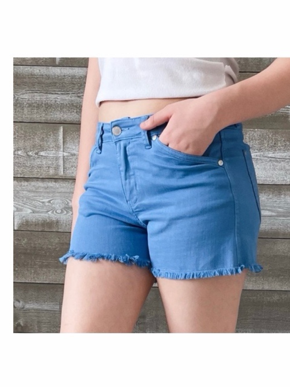 Judy Blue Sky Blue Garment Dyed Blue Shorts